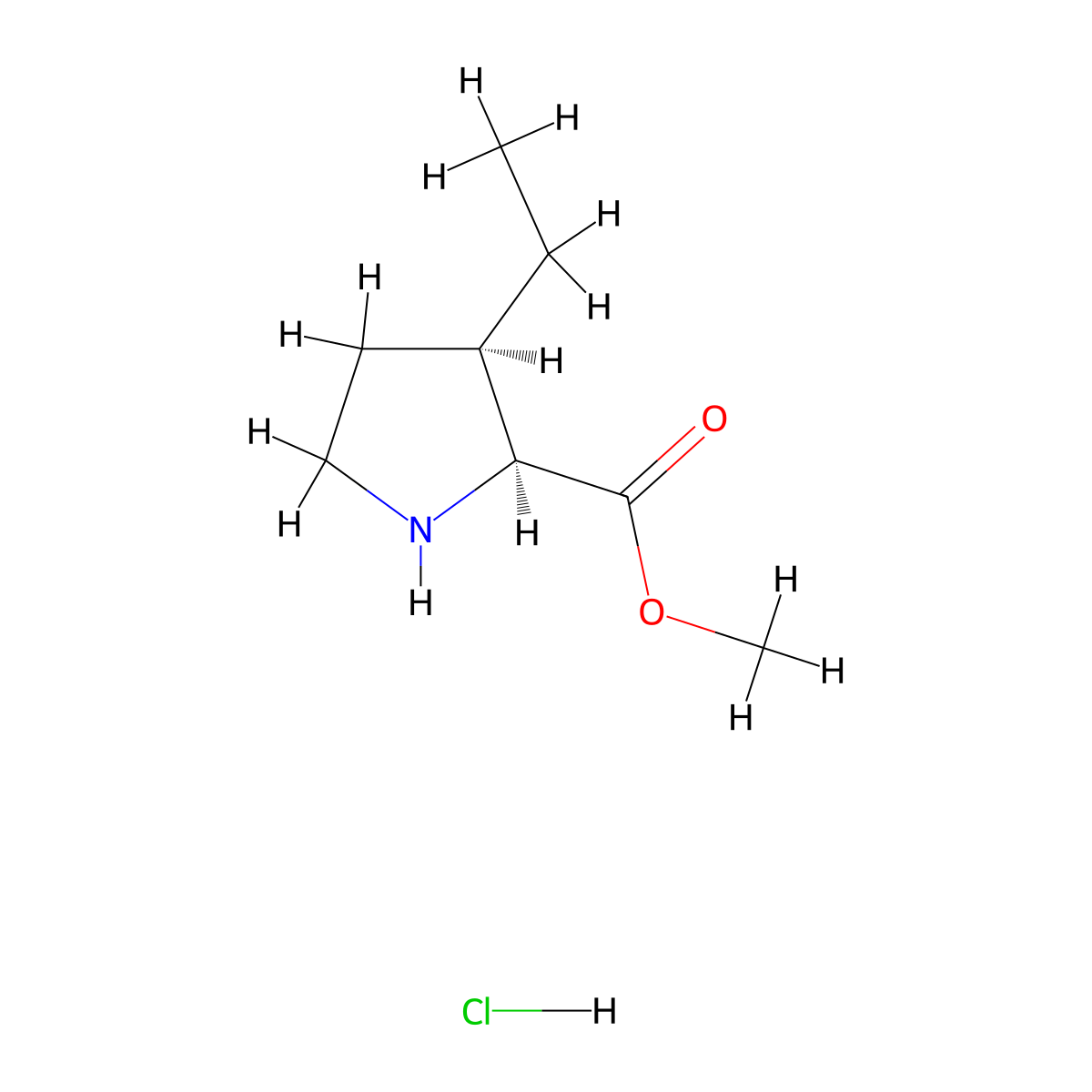 methyl (2S,3R)-3-ethylpyrrolidine-2-carboxylate;hydrochloride molecular structure, CAS 2806738-88-3