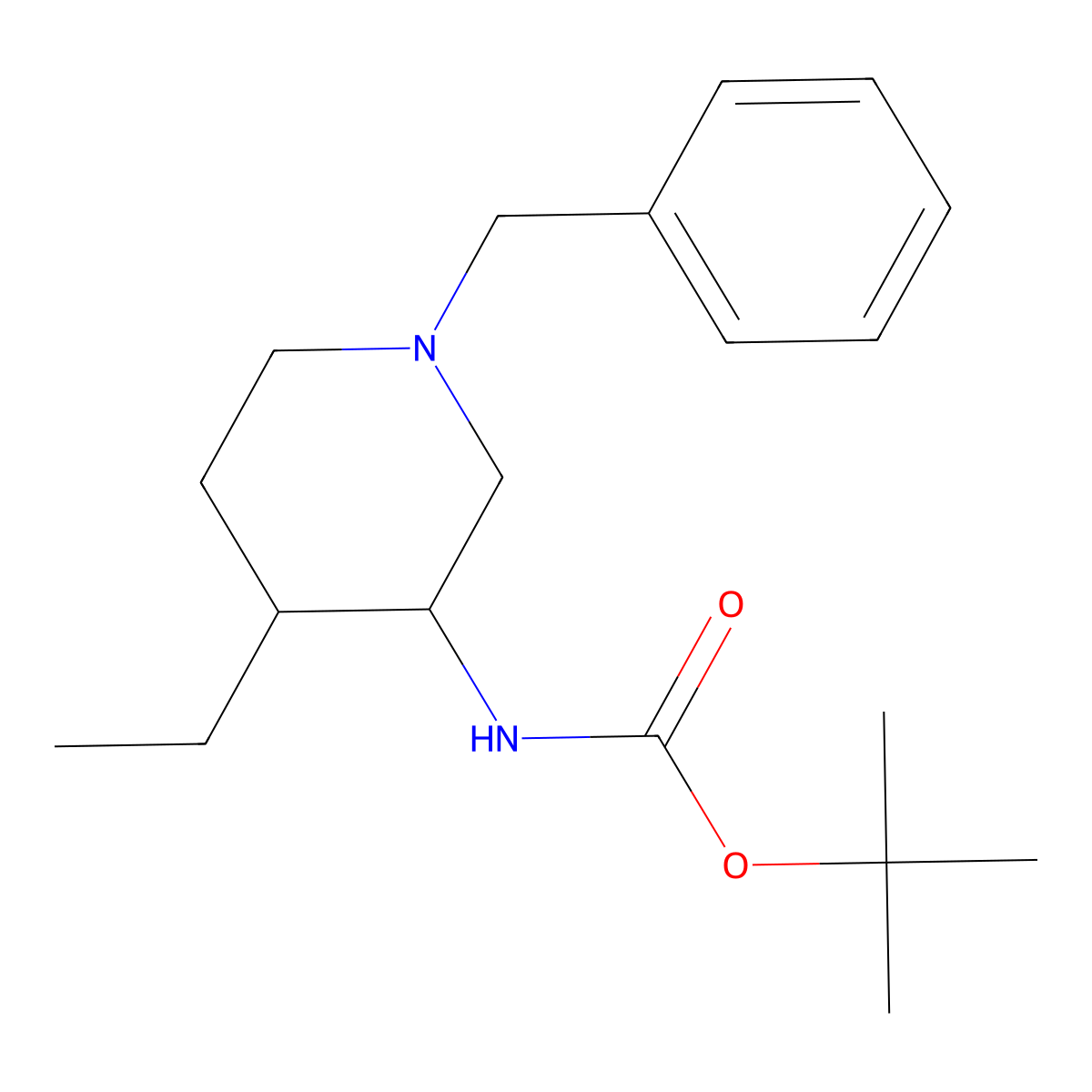 Tert-butyl N-[(3S,4R)-1-benzyl-4-ethyl-3-piperidyl]carbamate molecular structure, CAS 2806738-95-2