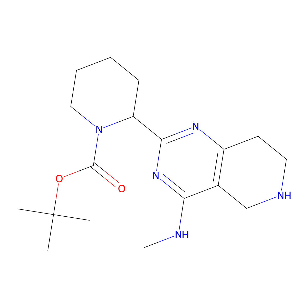 tert-Butyl 2-(4-(methylamino)-5,6,7,8-tetrahydropyrido[4,3-d]pyrimidin-2-yl)piperidine-1-carboxylate molecular structure, CAS 2806846-25-1