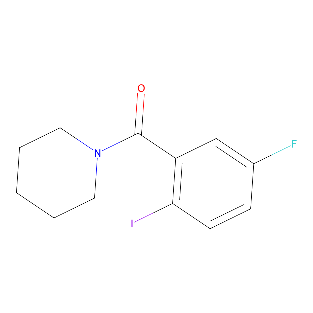 (5-Fluoro-2-iodophenyl)(piperidin-1-yl)methanone molecular structure, CAS 2806846-53-5