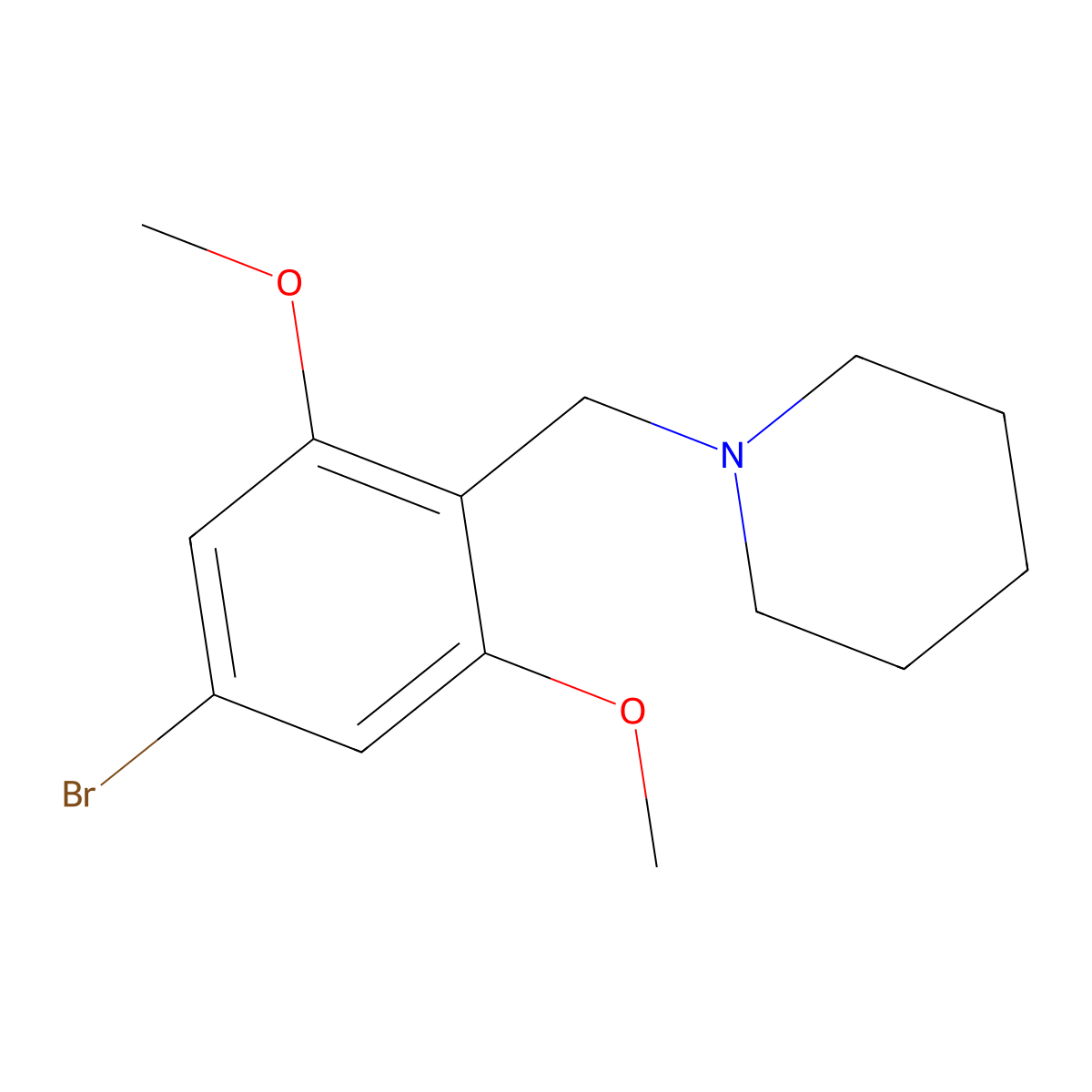 1-[(4-Bromo-2,6-dimethoxyphenyl)methyl]piperidine molecular structure, CAS 2806846-92-2