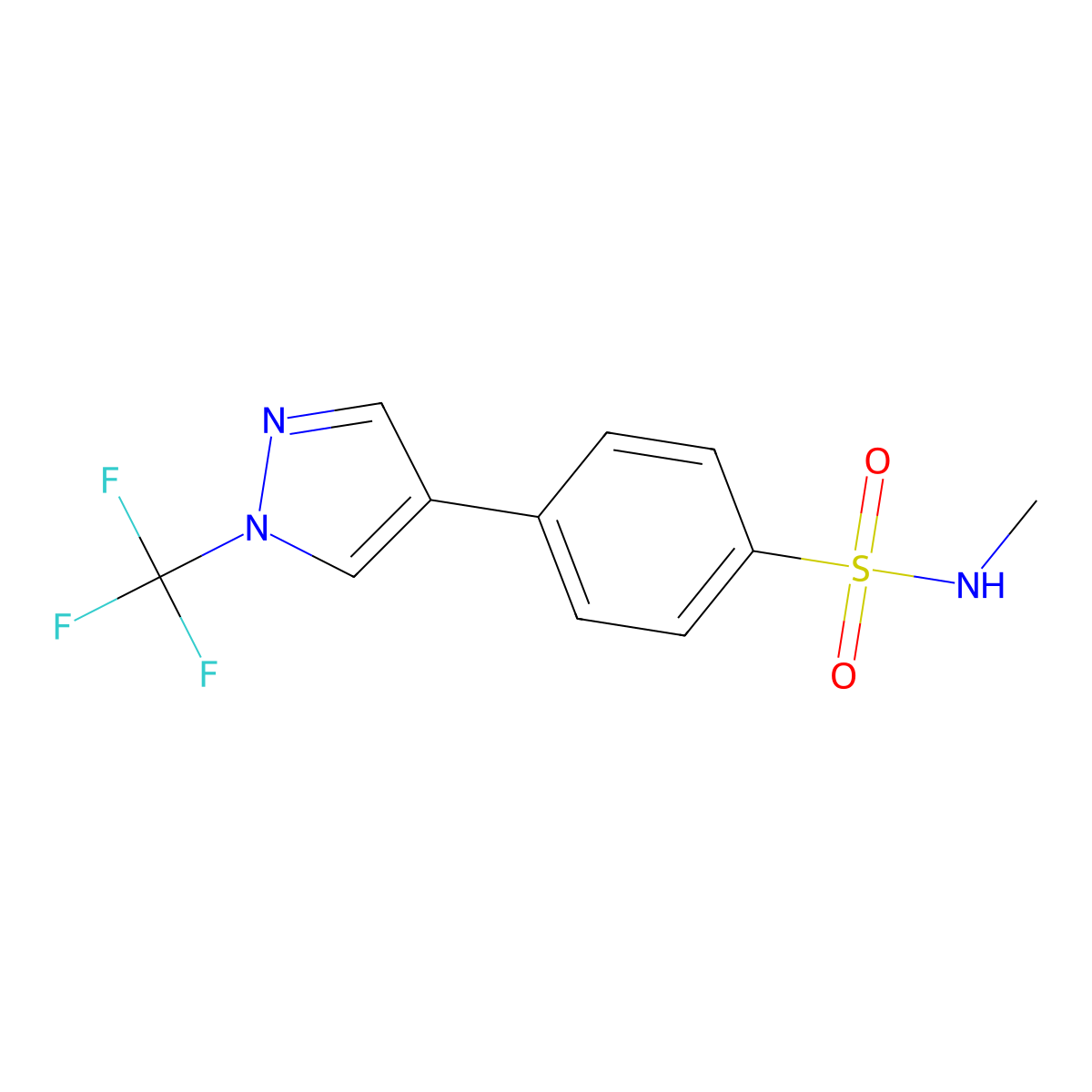 N-Methyl-4-[1-(trifluoromethyl)-1H-pyrazol-4-yl]benzenesulfonamide molecular structure, CAS 2806858-51-3