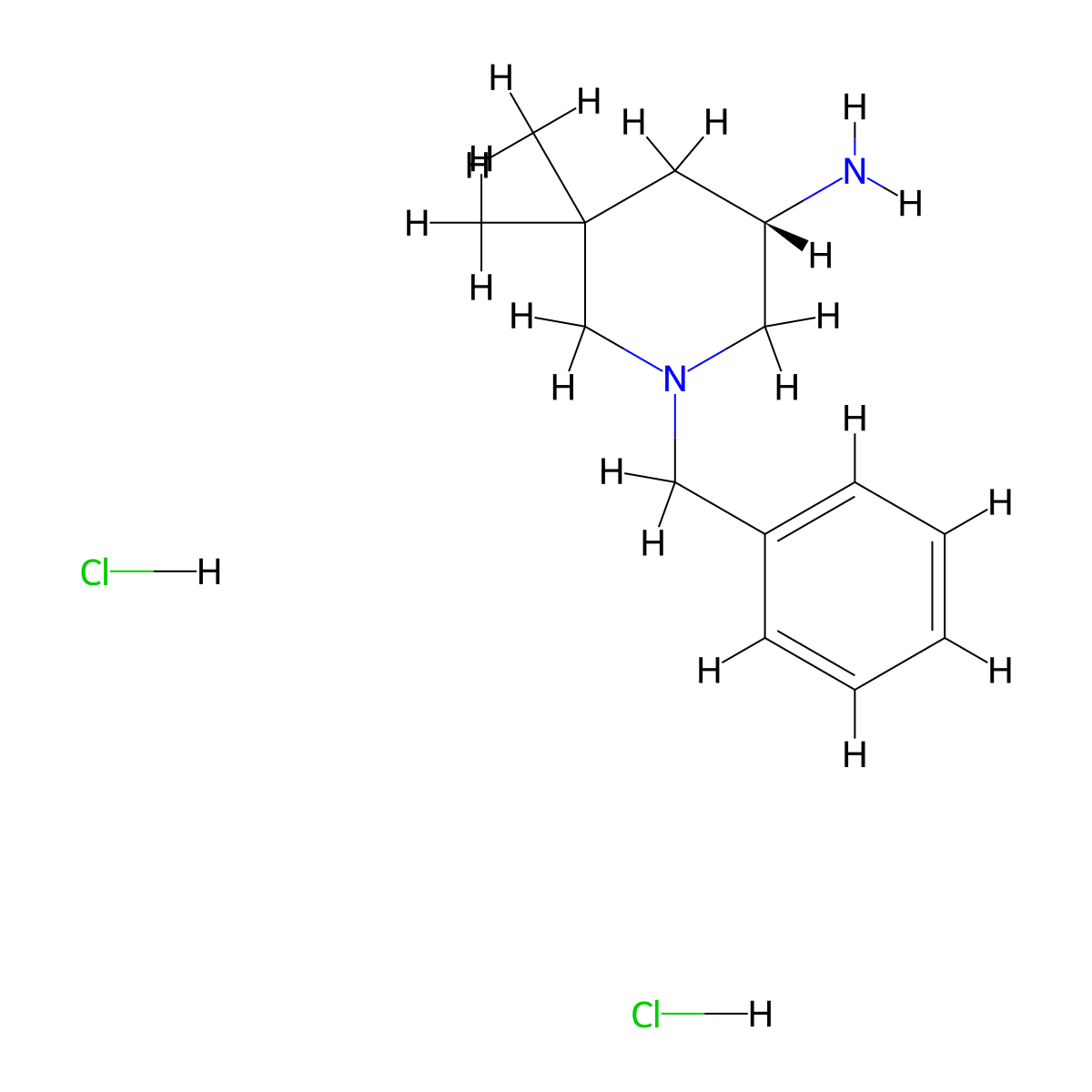 (3S)-1-benzyl-5,5-dimethyl-piperidin-3-amine;dihydrochloride molecular structure, CAS 2806869-45-2