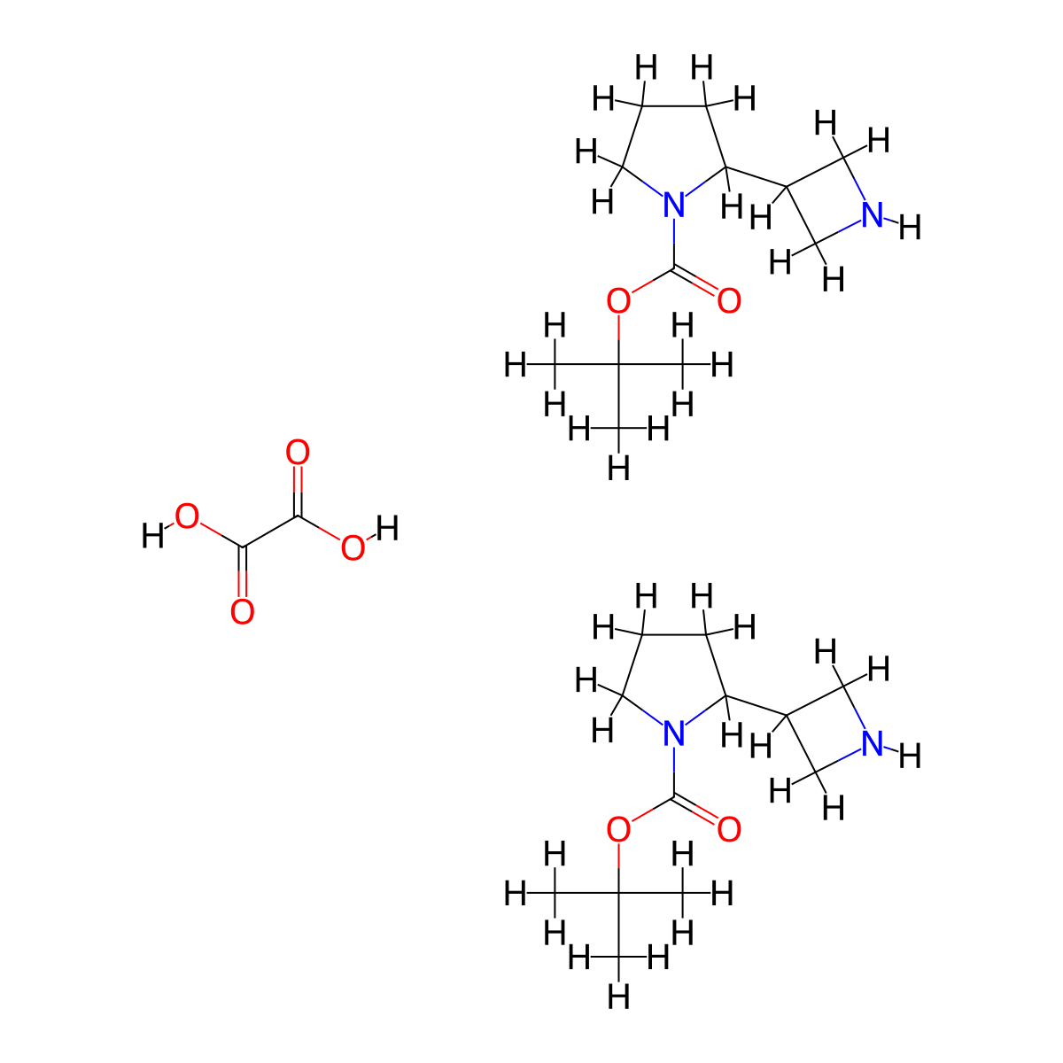 Tert-butyl 2-(azetidin-3-yl)pyrrolidine-1-carboxylate;hemi(oxalic acid) molecular structure, CAS 2806869-51-0