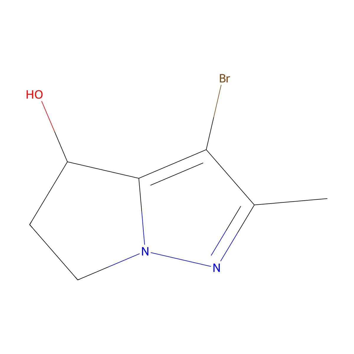 3-Bromo-2-methyl-5,6-dihydro-4H-pyrrolo[1,2-b]pyrazol-4-ol molecular structure, CAS 2806963-95-9