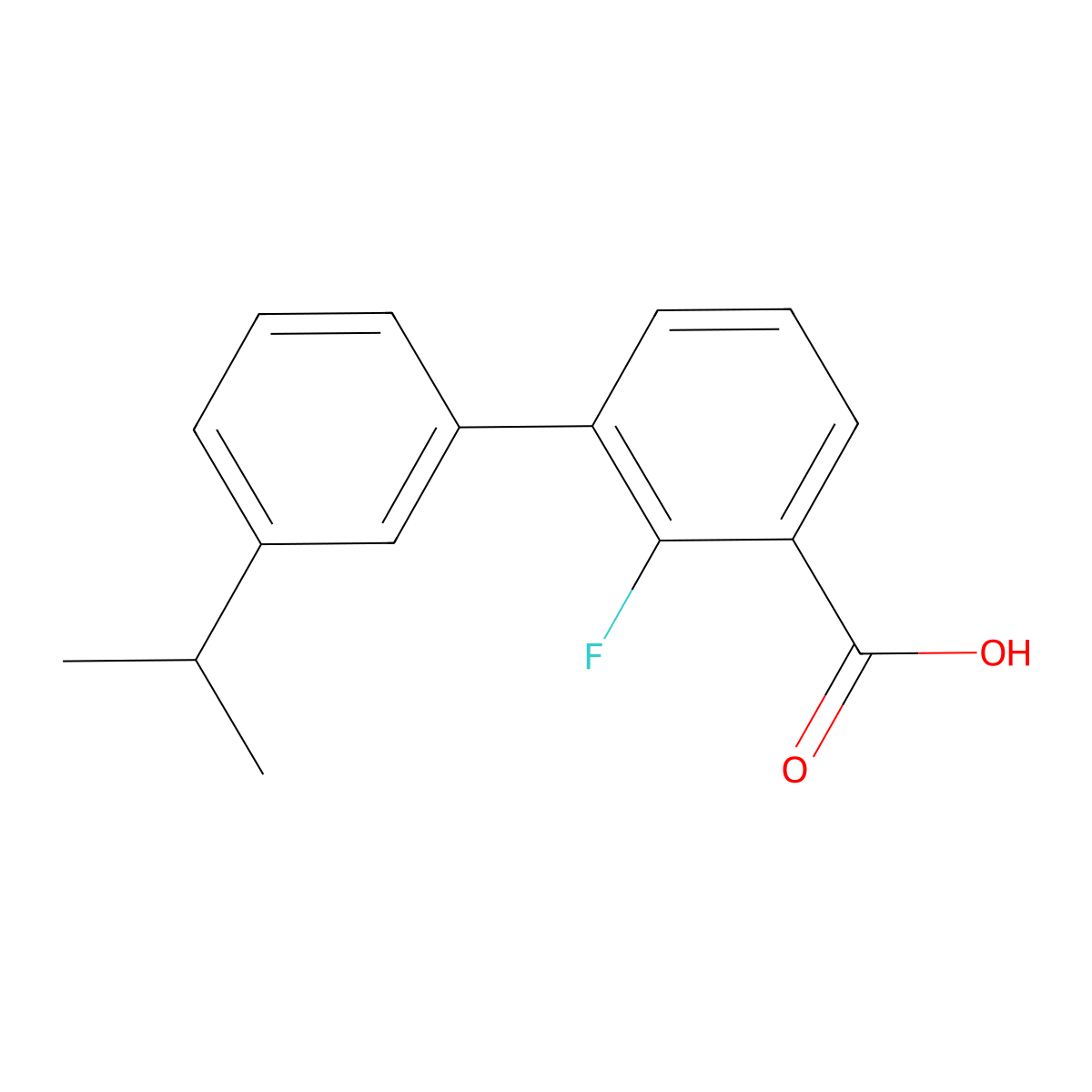 2-Fluoro-3'-isopropyl-[1,1'-biphenyl]-3-carboxylic acid molecular structure, CAS 2806971-89-9