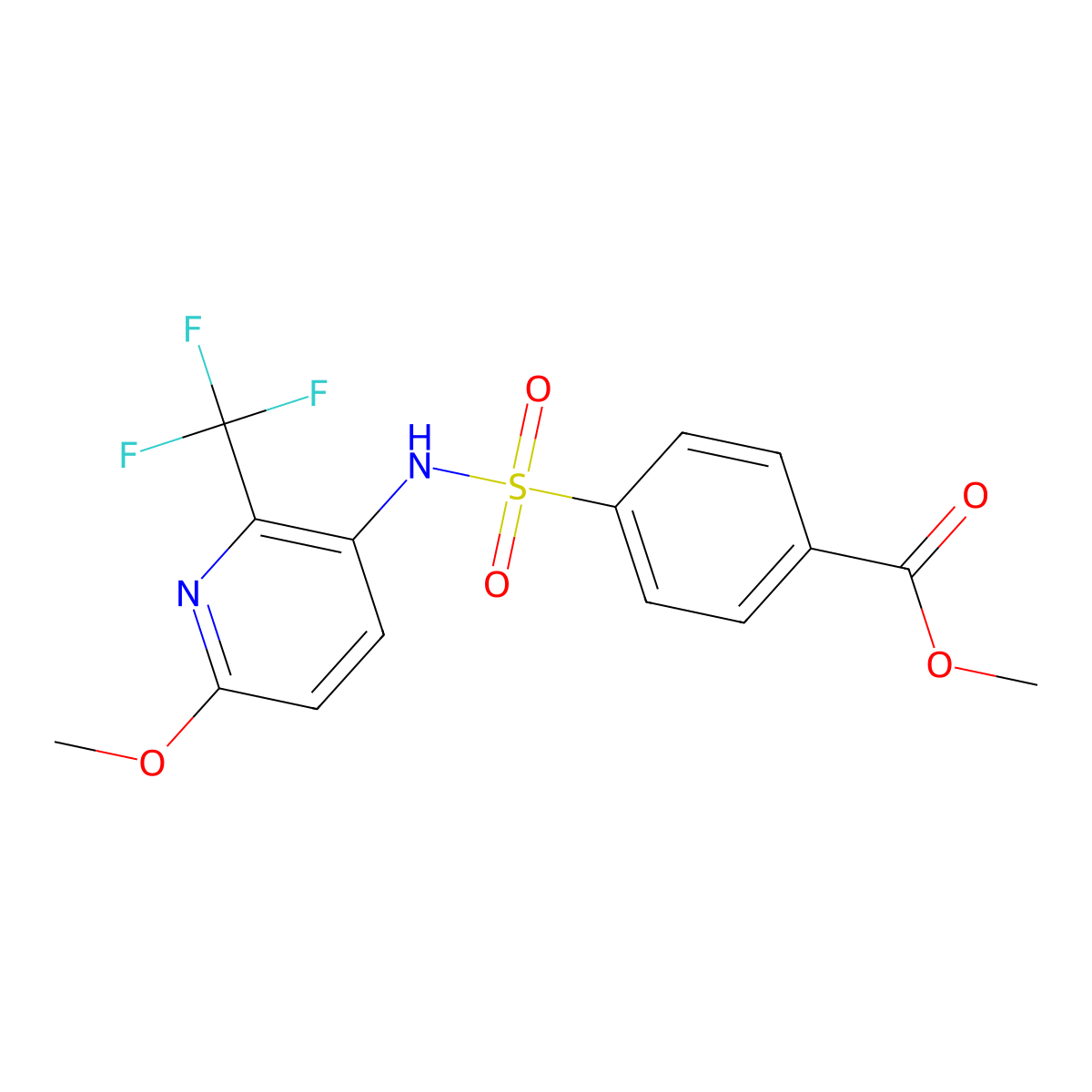 methyl 4-(N-(6-methoxy-2-(trifluoromethyl)pyridin-3-yl)sulfamoyl)benzoate molecular structure, CAS 2807037-73-4