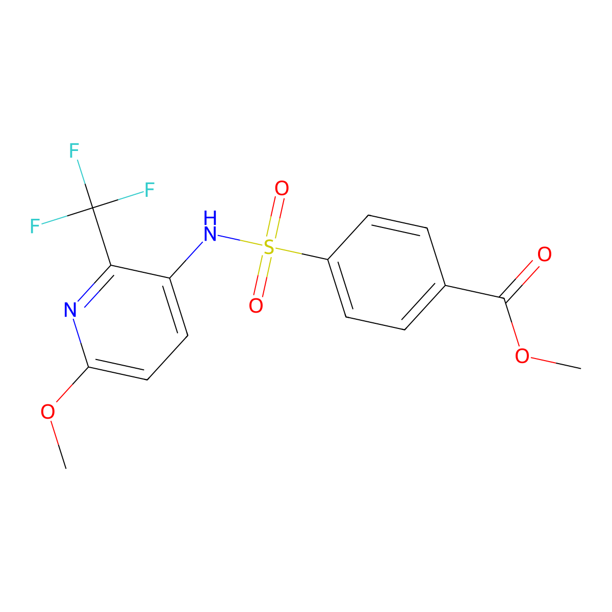 methyl 4-(N-(6-methoxy-2-(trifluoromethyl)pyridin-3-yl)sulfamoyl)benzoate molecular structure, CAS 2807037-73-4