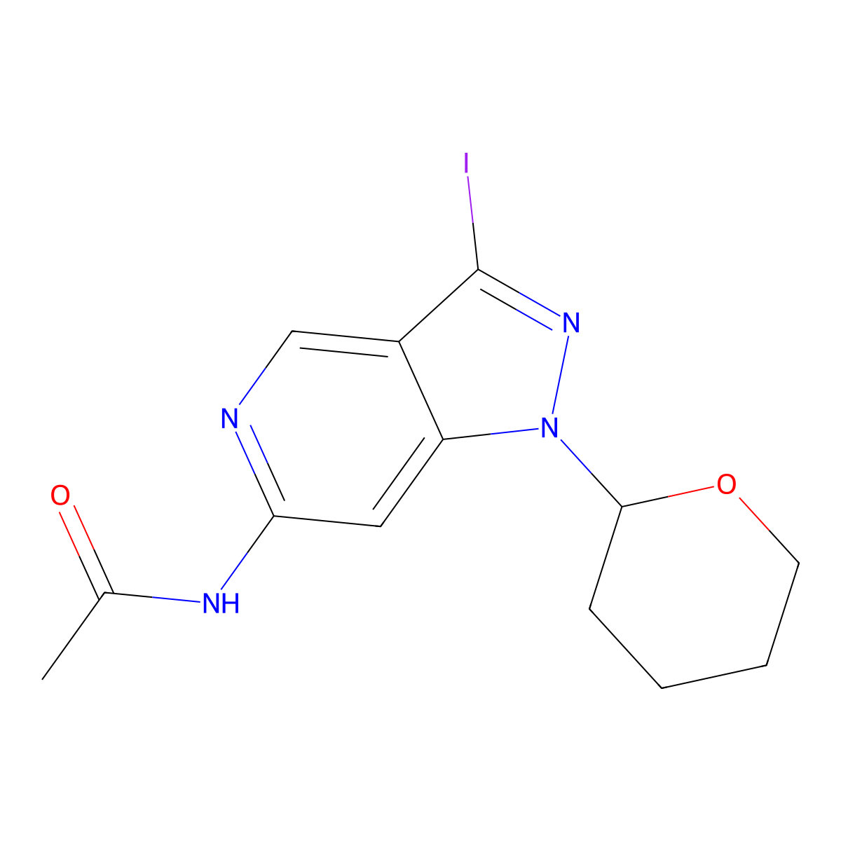 N-(3-Iodo-1-tetrahydropyran-2-yl-pyrazolo[4,3-c]pyridin-6-yl)acetamide molecular structure, CAS 2807224-85-5