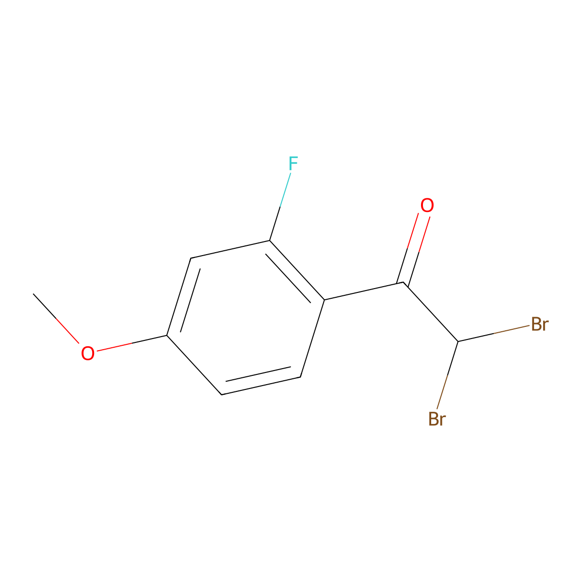 2,2-Dibromo-1-(2-fluoro-4-methoxyphenyl)ethan-1-one molecular structure, CAS 2807382-27-8
