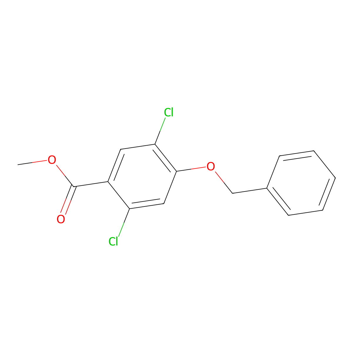 Methyl 4-(benzyloxy)-2,5-dichlorobenzoate molecular structure, CAS 2807439-65-0