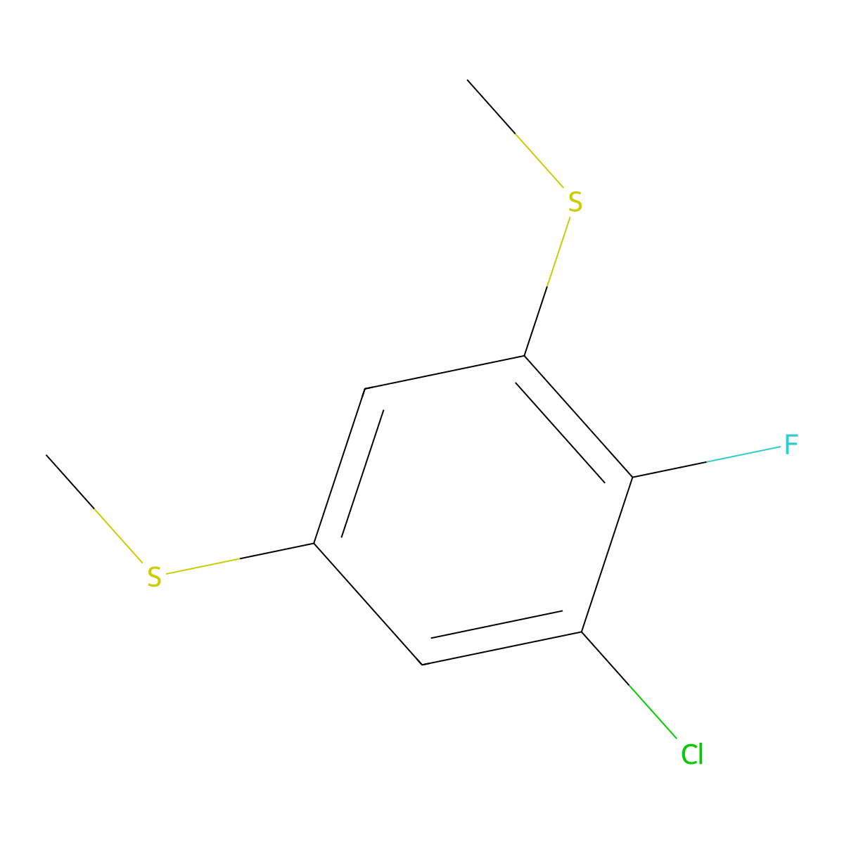 (5-Chloro-4-fluoro-1,3-phenylene)bis(methylsulfane) molecular structure, CAS 2807439-77-4