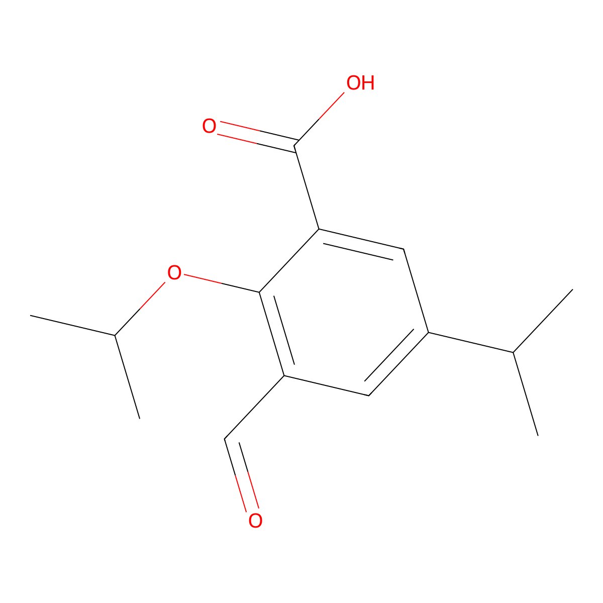 3-Formyl-2-isopropoxy-5-isopropylbenzoic acid molecular structure, CAS 2807439-83-2