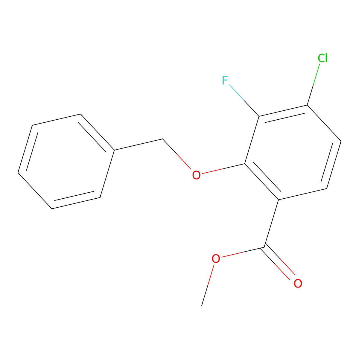 Methyl 2-(benzyloxy)-4-chloro-3-fluorobenzoate molecular structure, CAS 2807439-85-4