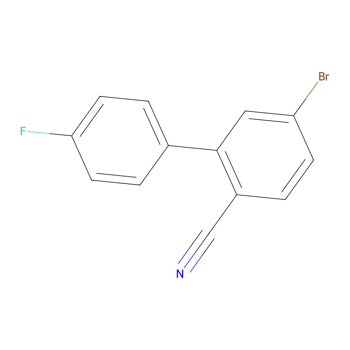 5-Bromo-4'-fluoro-[1,1'-biphenyl]-2-carbonitrile molecular structure, CAS 2807439-96-7