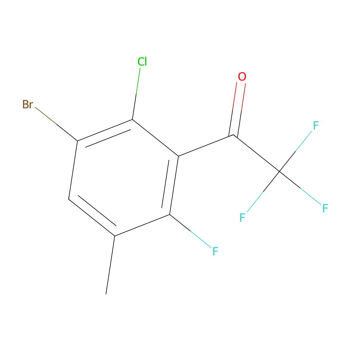 1-(3-Bromo-2-chloro-6-fluoro-5-methylphenyl)-2,2,2-trifluoroethanone molecular structure, CAS 2807440-12-4