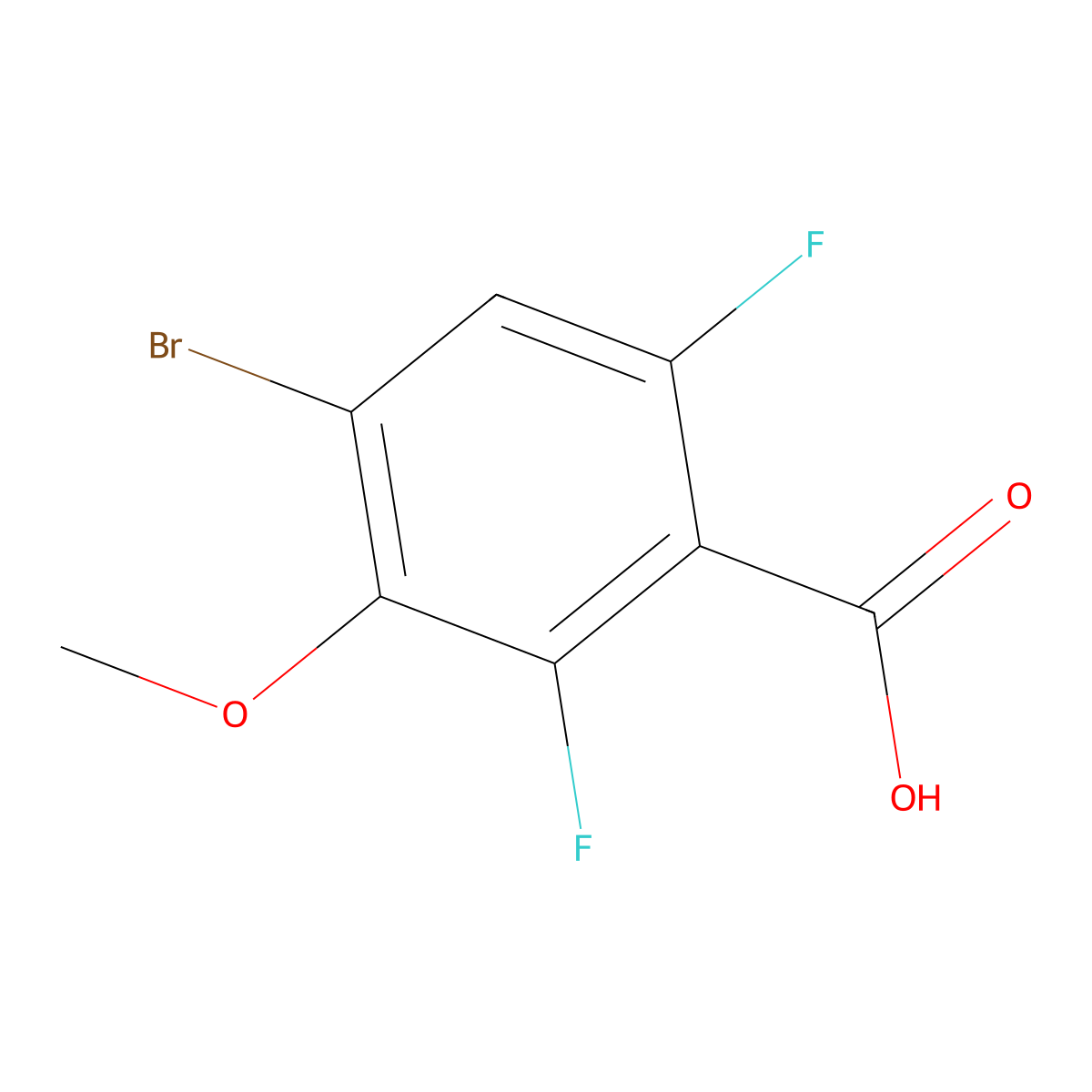 4-Bromo-2,6-difluoro-3-methoxybenzoic acid molecular structure, CAS 2807440-30-6