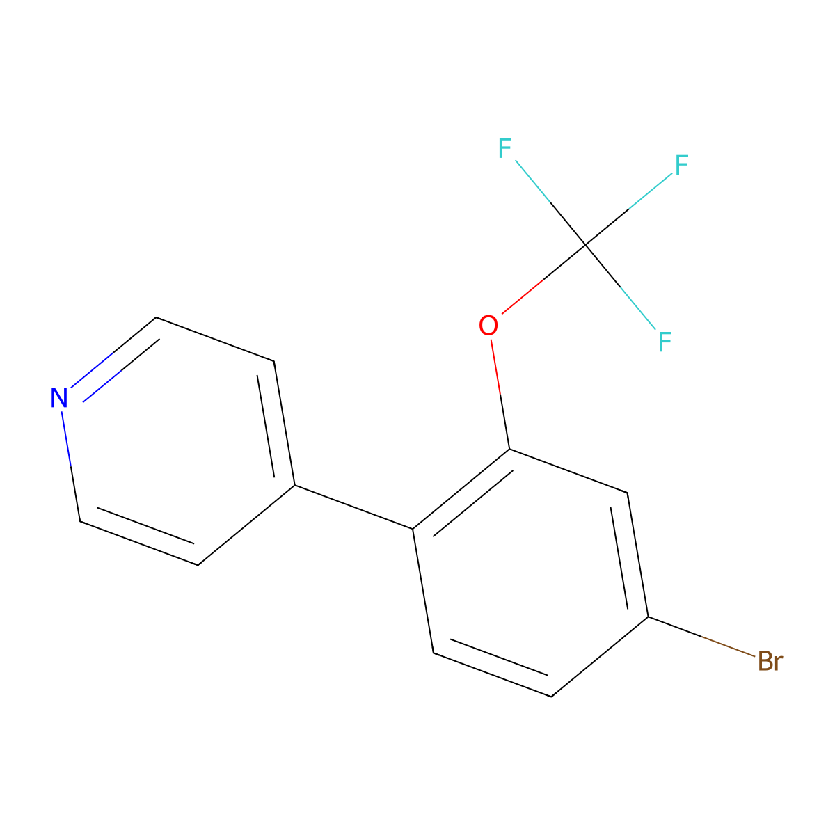 4-(4-Bromo-2-(trifluoromethoxy)phenyl)pyridine molecular structure, CAS 2807440-36-2