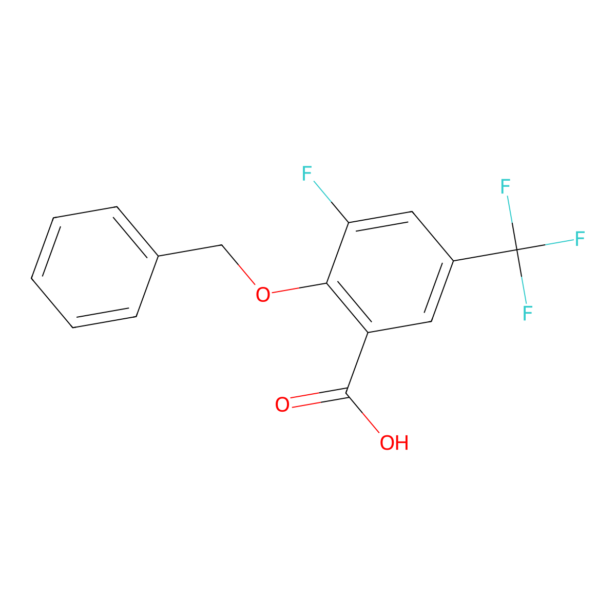 2-(Benzyloxy)-3-fluoro-5-(trifluoromethyl)benzoic acid molecular structure, CAS 2807440-48-6