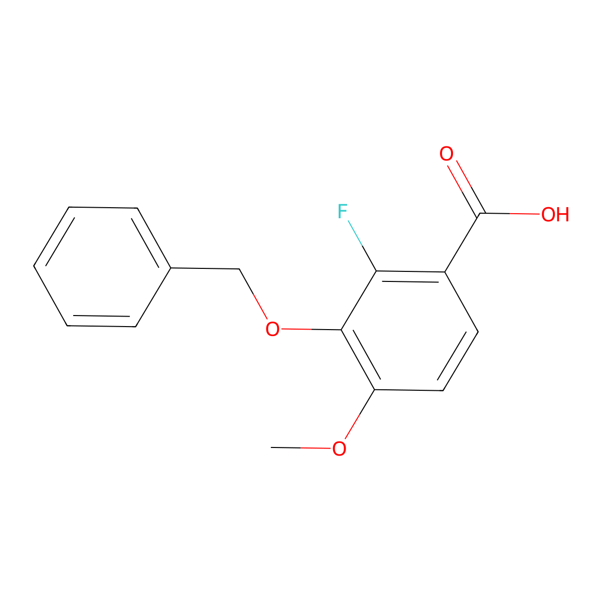3-(Benzyloxy)-2-fluoro-4-methoxybenzoic acid molecular structure, CAS 2807440-60-2
