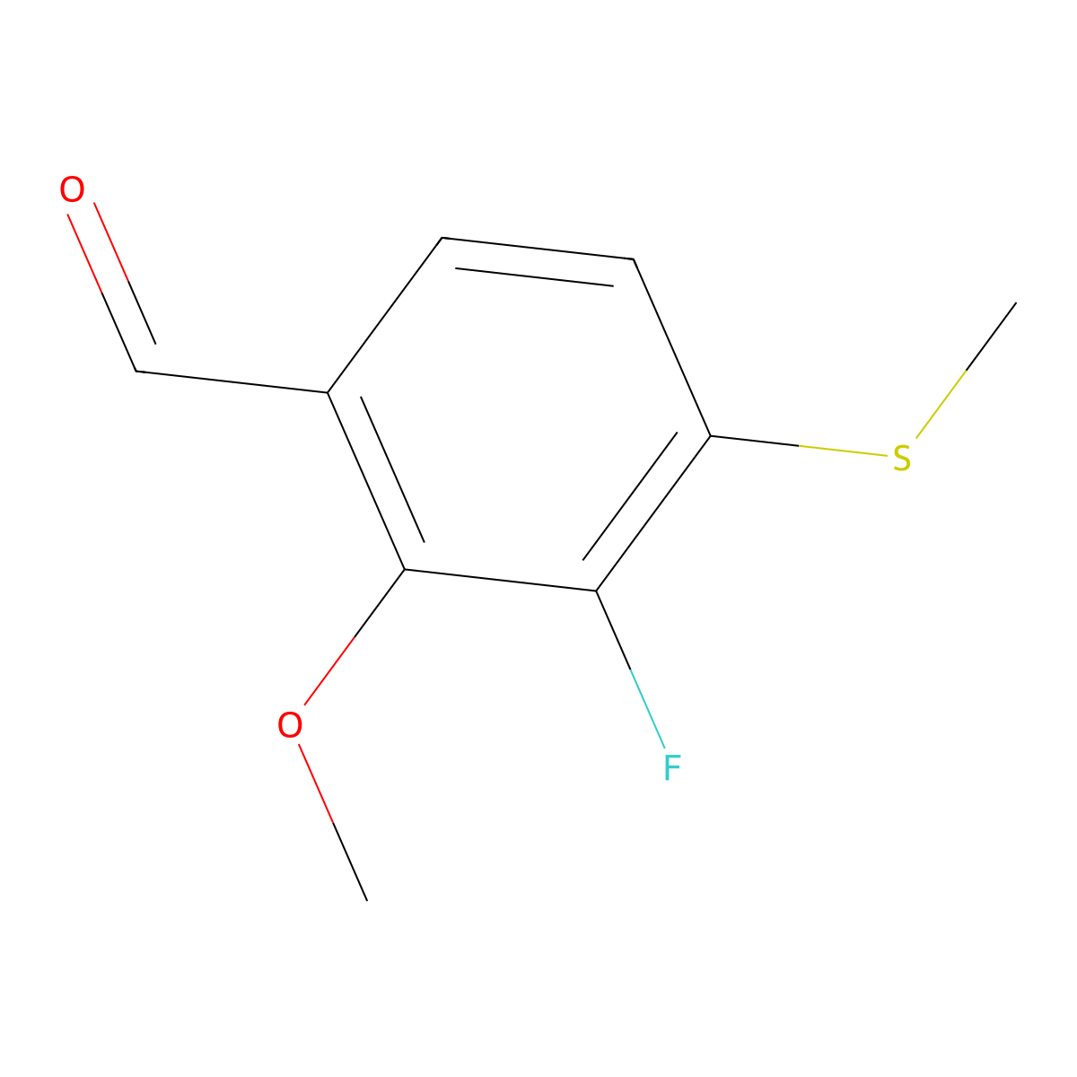 3-Fluoro-2-methoxy-4-(methylthio)benzaldehyde molecular structure, CAS 2807440-83-9