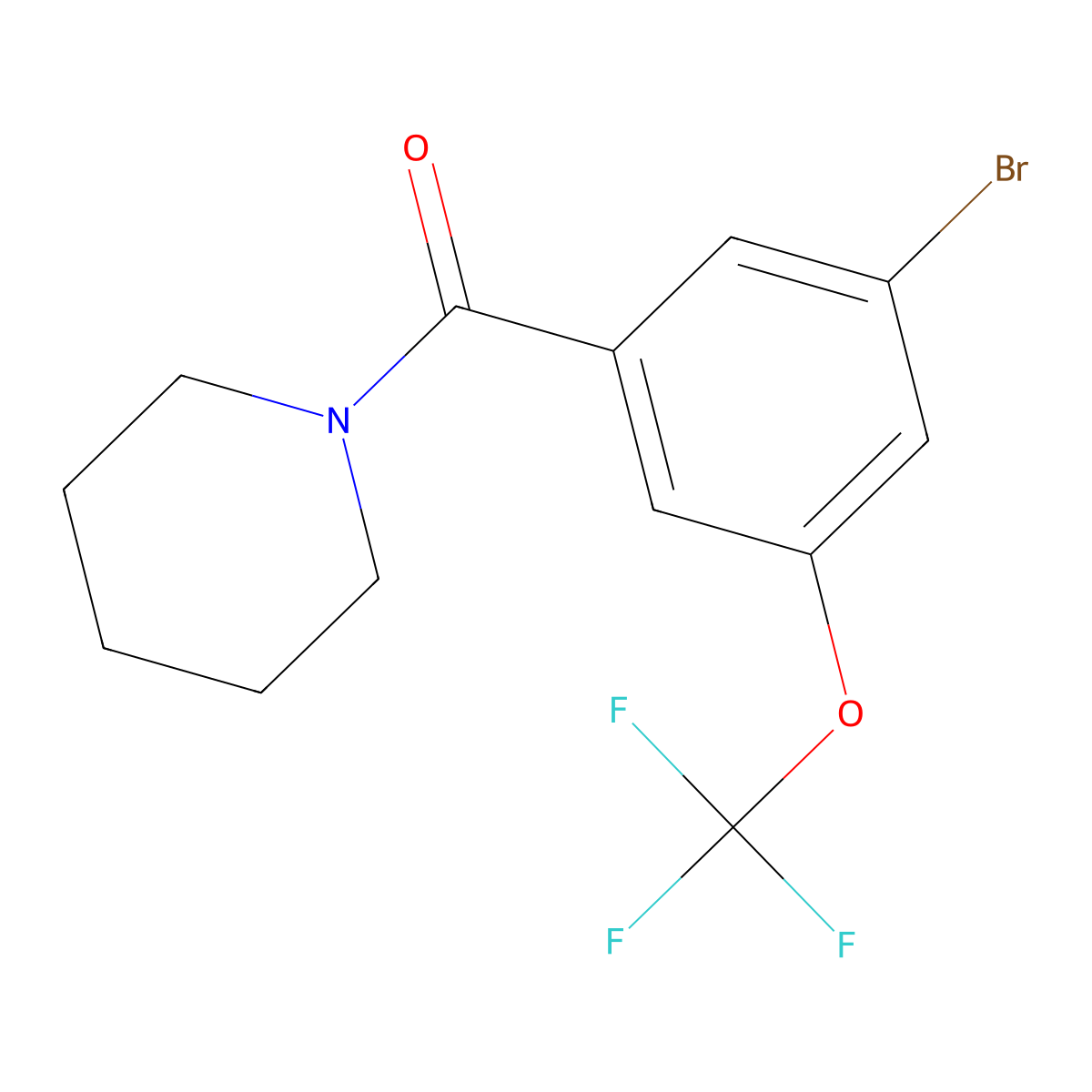 (3-Bromo-5-(trifluoromethoxy)phenyl)(piperidin-1-yl)methanone molecular structure, CAS 2807440-92-0