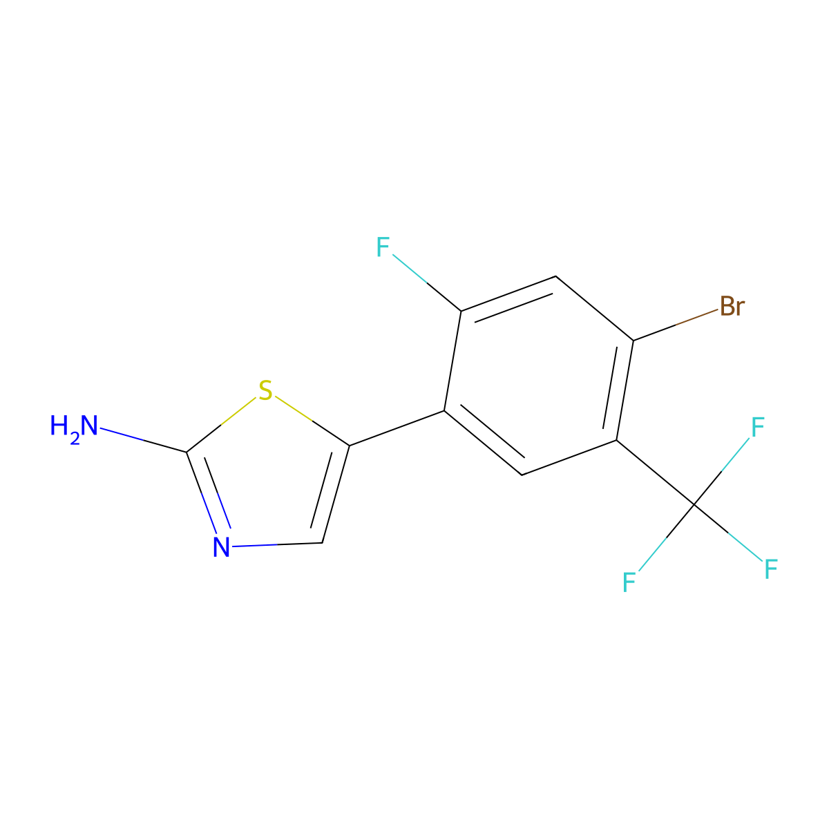5-(4-Bromo-2-fluoro-5-(trifluoromethyl)phenyl)thiazol-2-amine molecular structure, CAS 2807441-00-3