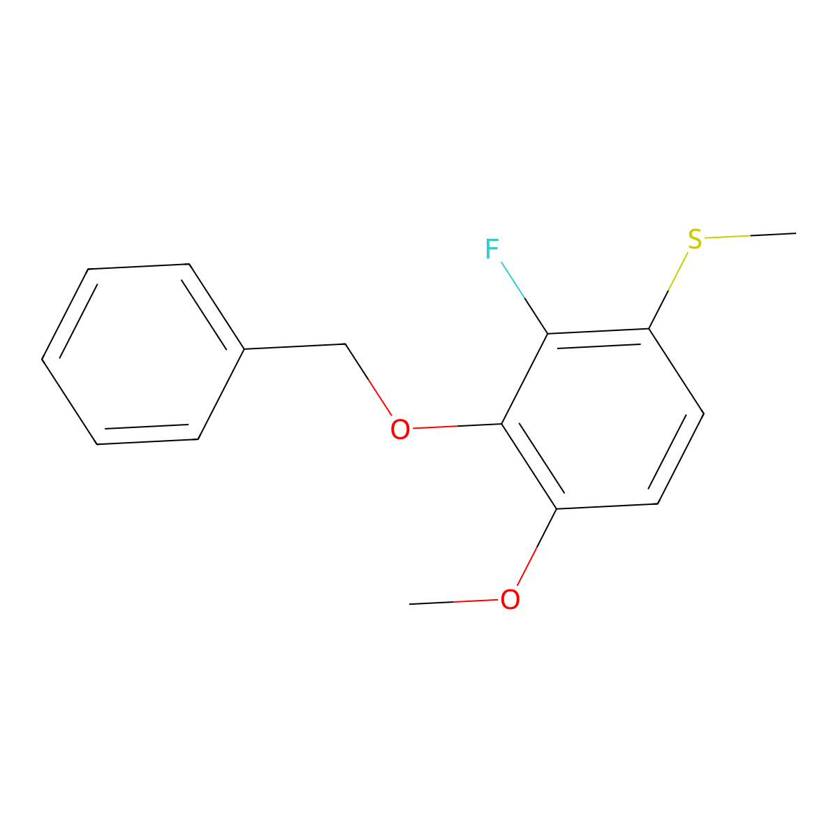 (3-(Benzyloxy)-2-fluoro-4-methoxyphenyl)(methyl)sulfane molecular structure, CAS 2807441-04-7