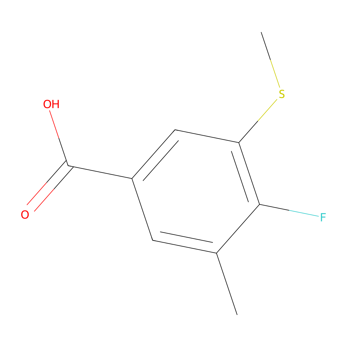 4-Fluoro-3-methyl-5-(methylthio)benzoic acid molecular structure, CAS 2807441-07-0