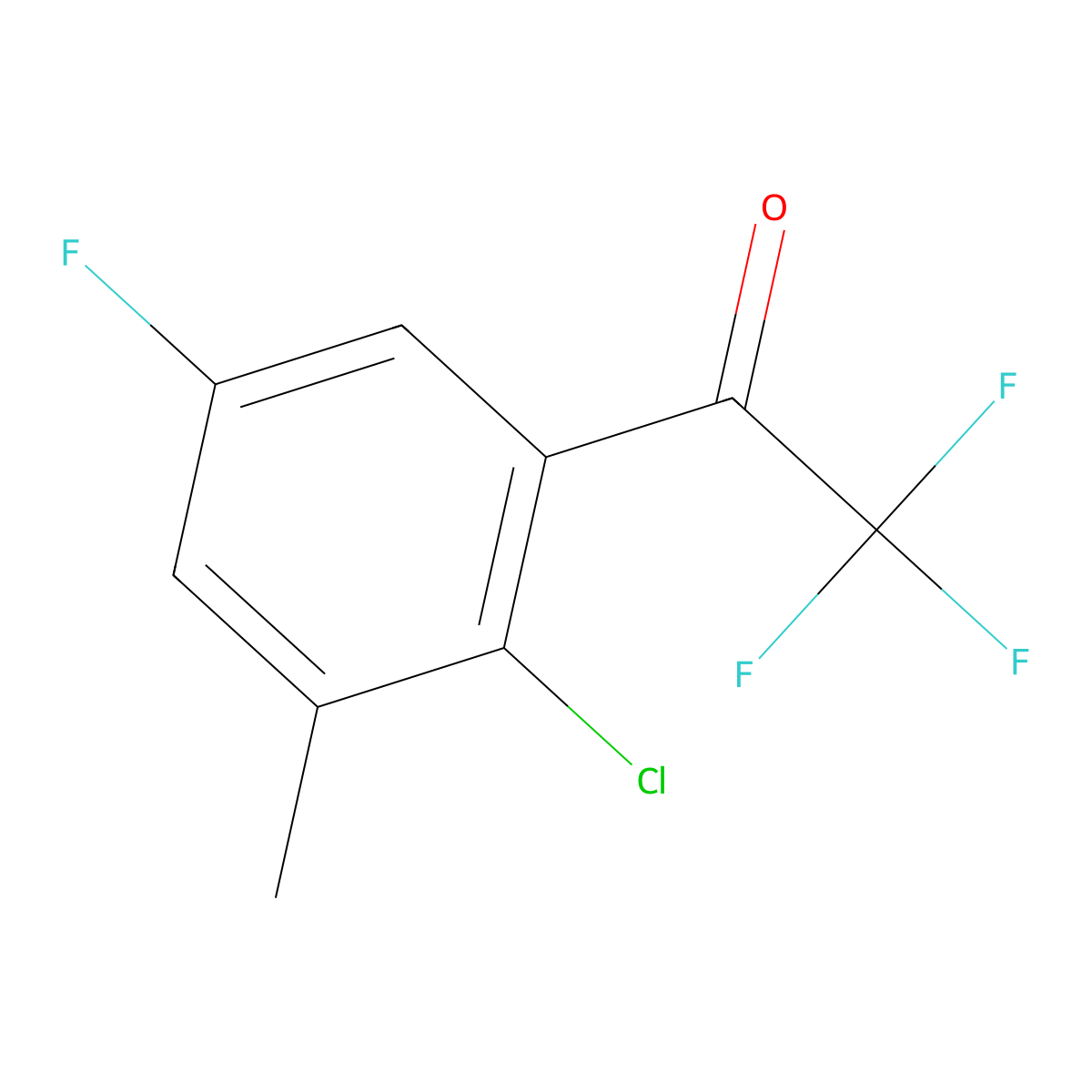 1-(2-Chloro-5-fluoro-3-methylphenyl)-2,2,2-trifluoroethan-1-one molecular structure, CAS 2807441-20-7