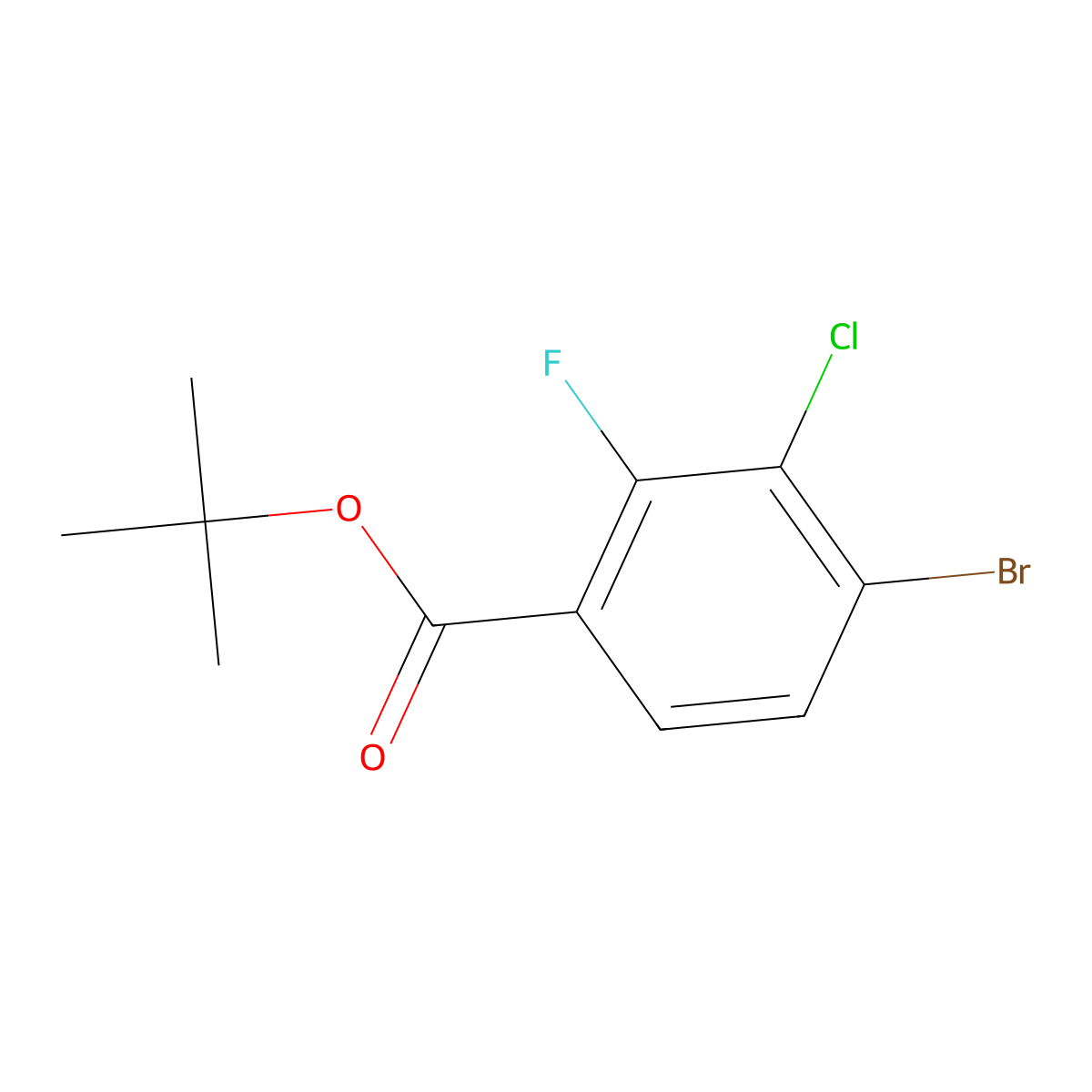 Tert-butyl 4-bromo-3-chloro-2-fluorobenzoate molecular structure, CAS 2807441-32-1