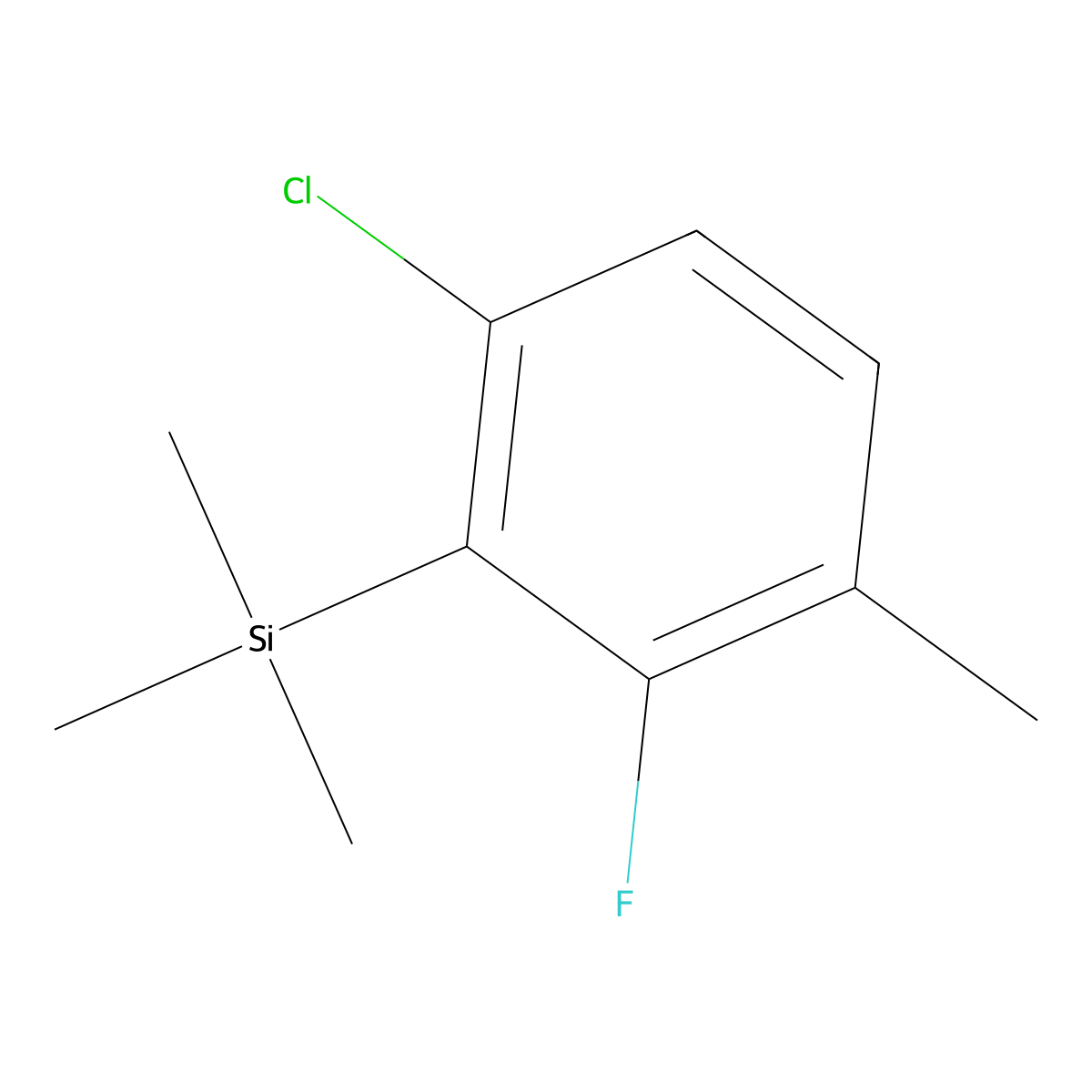 (6-Chloro-2-fluoro-3-methylphenyl)trimethylsilane molecular structure, CAS 2807441-35-4
