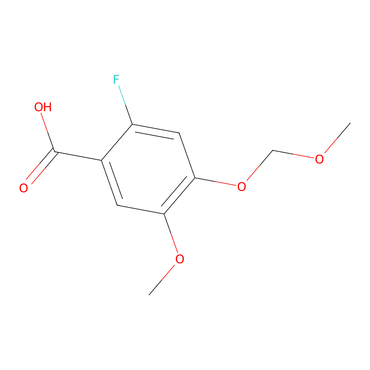 2-Fluoro-5-methoxy-4-(methoxymethoxy)benzoic acid molecular structure, CAS 2807441-41-2