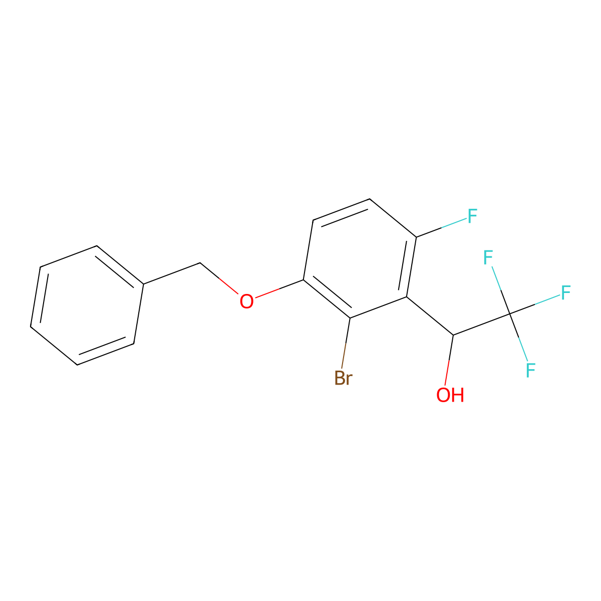 1-(3-(Benzyloxy)-2-bromo-6-fluorophenyl)-2,2,2-trifluoroethanol molecular structure, CAS 2807441-48-9