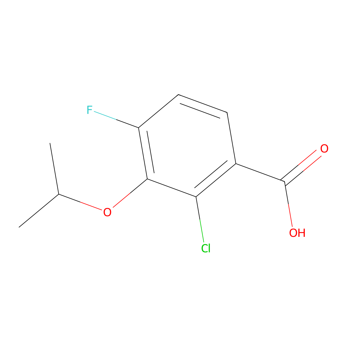 2-Chloro-4-fluoro-3-isopropoxybenzoic acid molecular structure, CAS 2807441-56-9