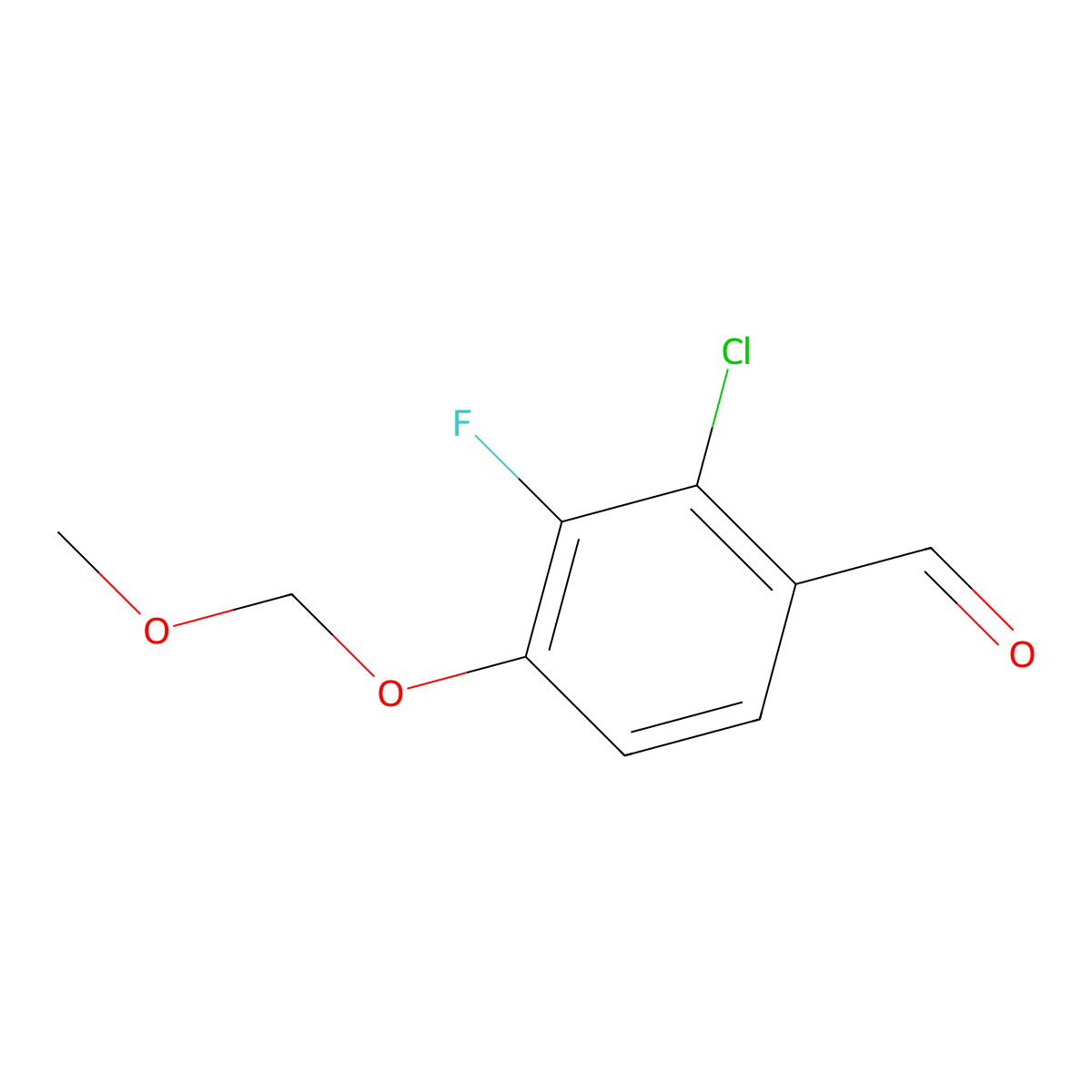 2-Chloro-3-fluoro-4-(methoxymethoxy)benzaldehyde molecular structure, CAS 2807441-62-7