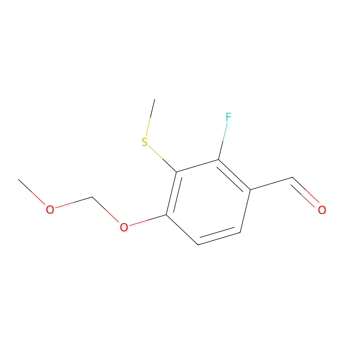 2-Fluoro-4-(methoxymethoxy)-3-(methylthio)benzaldehyde molecular structure, CAS 2807441-64-9