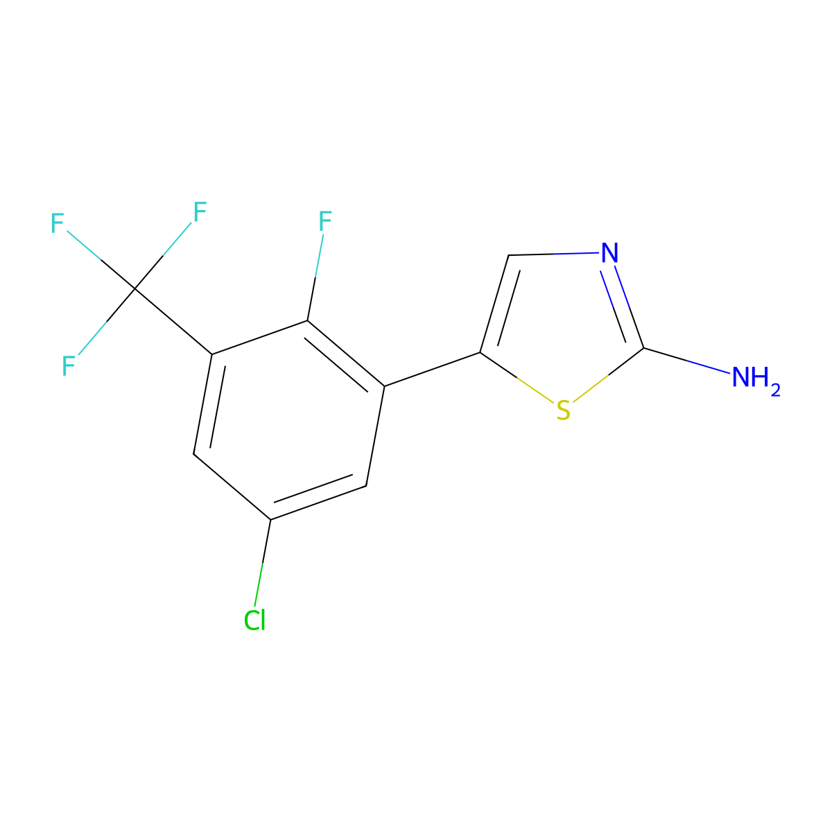5-(5-Chloro-2-fluoro-3-(trifluoromethyl)phenyl)thiazol-2-amine molecular structure, CAS 2807441-68-3
