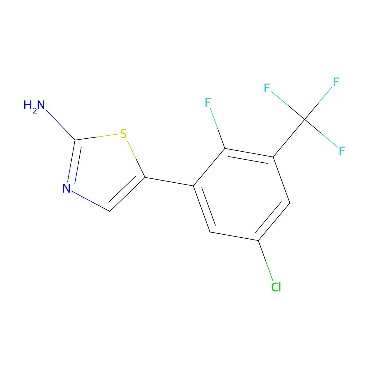5-(5-Chloro-2-fluoro-3-(trifluoromethyl)phenyl)thiazol-2-amine molecular structure, CAS 2807441-68-3