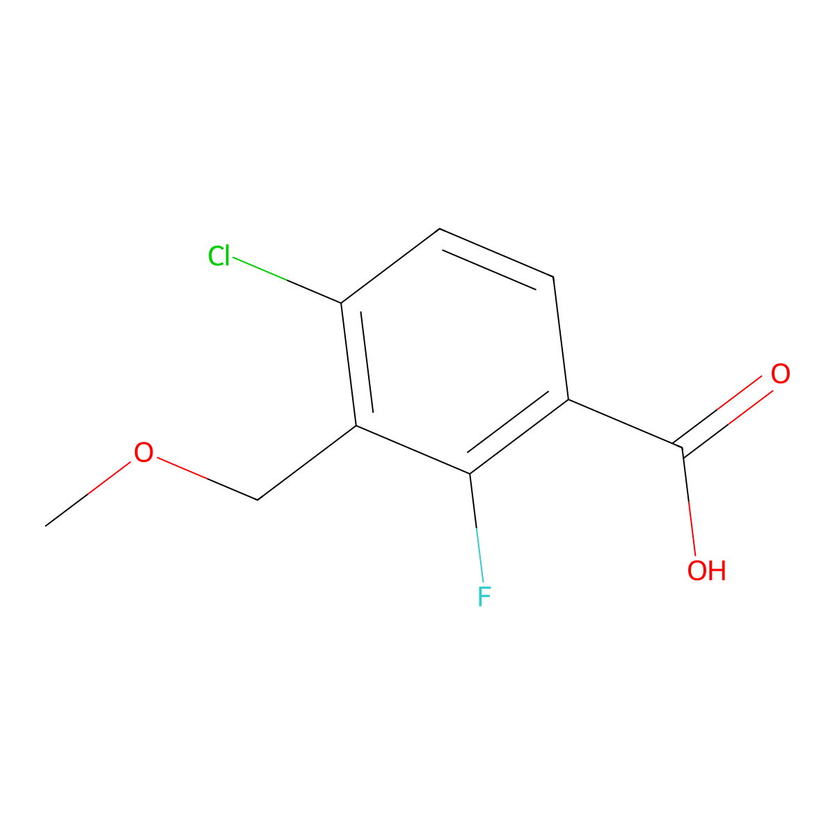 4-Chloro-2-fluoro-3-(methoxymethyl)benzoic acid molecular structure, CAS 2807441-72-9
