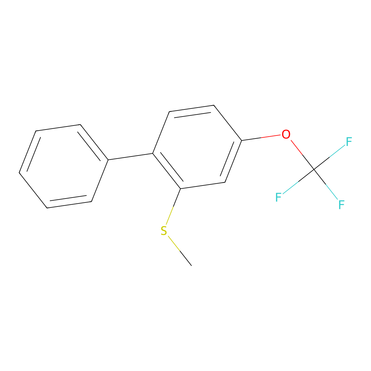 Methyl(4-(trifluoromethoxy)-[1,1'-biphenyl]-2-yl)sulfane molecular structure, CAS 2807442-00-6