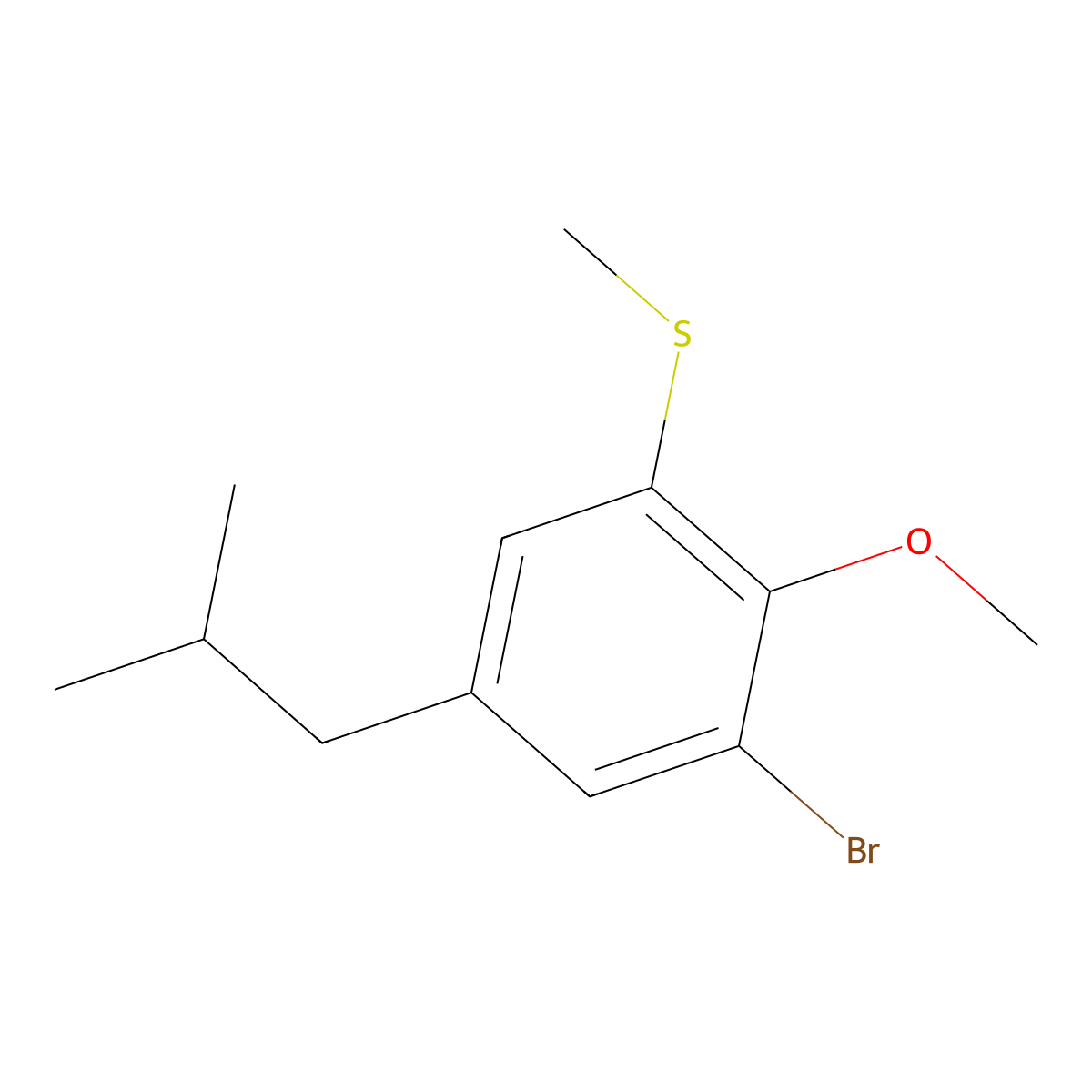 (3-Bromo-5-isobutyl-2-methoxyphenyl)(methyl)sulfane molecular structure, CAS 2807442-69-7