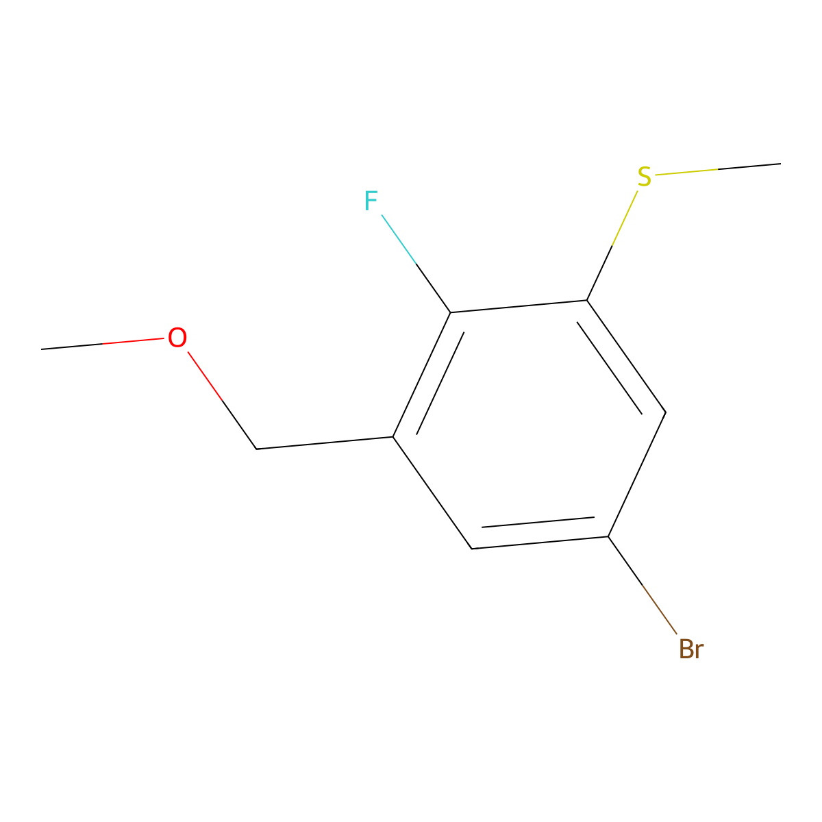 (5-Bromo-2-fluoro-3-(methoxymethyl)phenyl)(methyl)sulfane molecular structure, CAS 2807442-72-2