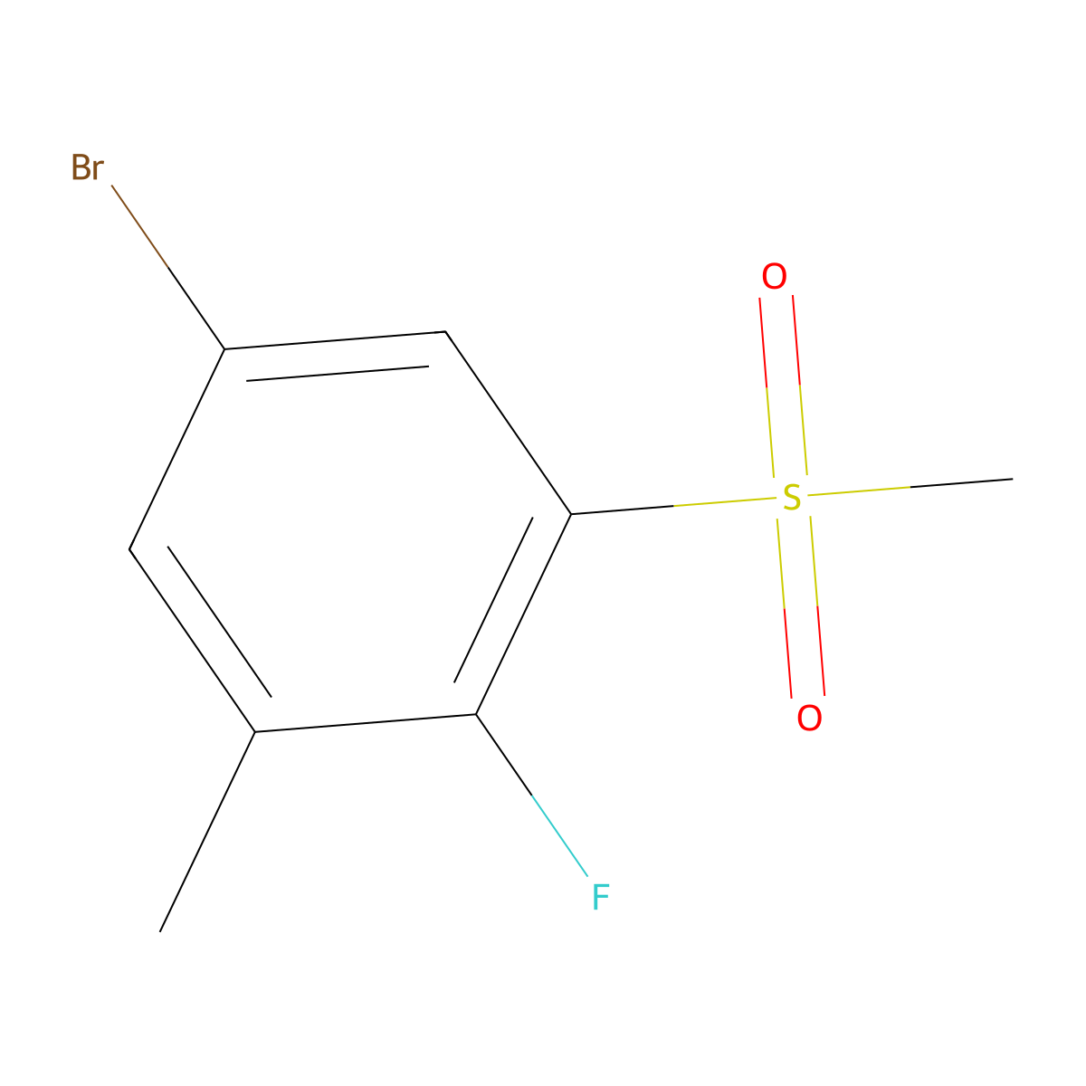 5-Bromo-2-fluoro-1-methyl-3-(methylsulfonyl)benzene molecular structure, CAS 2807442-76-6