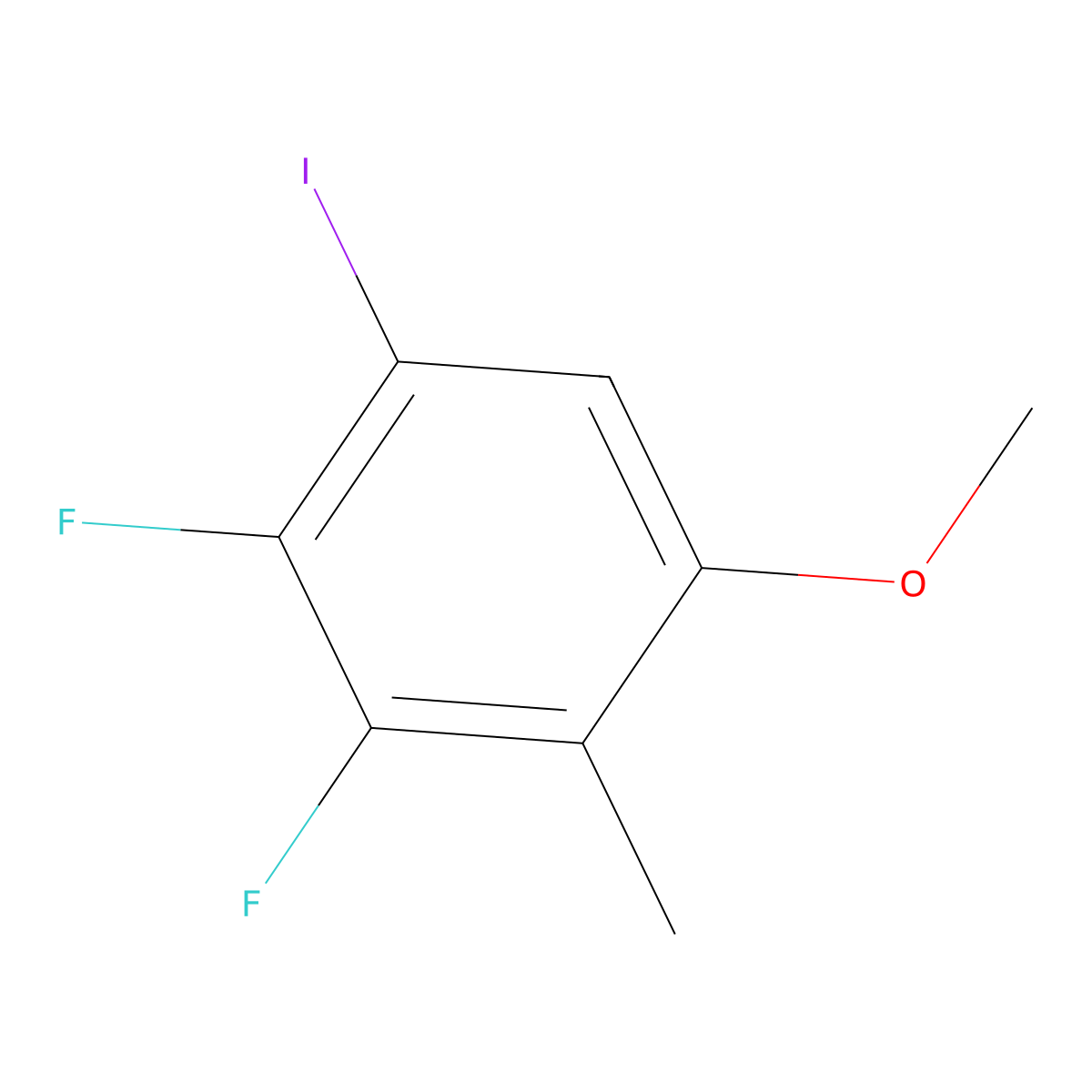 2,3-Difluoro-1-iodo-5-methoxy-4-methylbenzene molecular structure, CAS 2807443-17-8