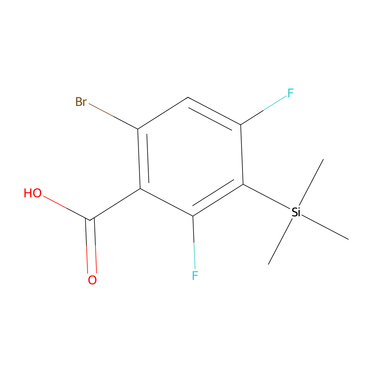 6-Bromo-2,4-difluoro-3-(trimethylsilyl)benzoic acid molecular structure, CAS 2807443-37-2