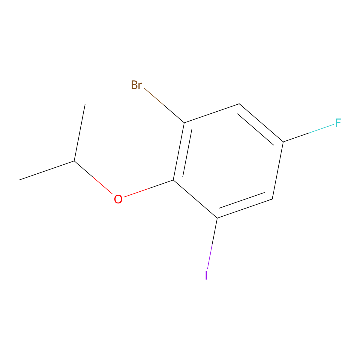 1-Bromo-5-fluoro-3-iodo-2-isopropoxybenzene molecular structure, CAS 2807443-44-1