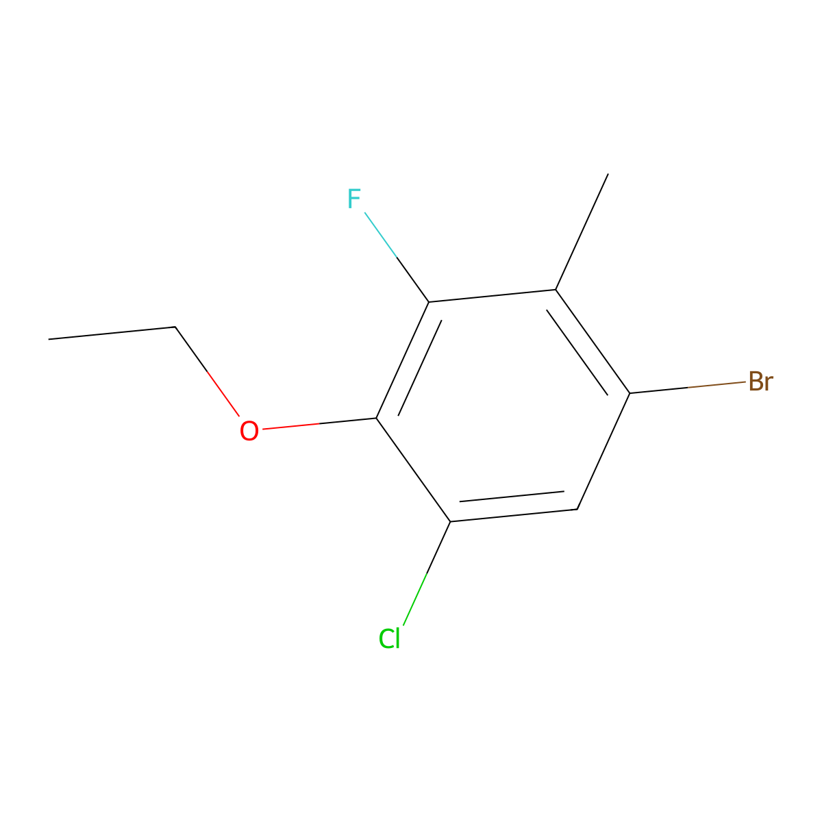 1-Bromo-5-chloro-4-ethoxy-3-fluoro-2-methylbenzene molecular structure, CAS 2807443-51-0