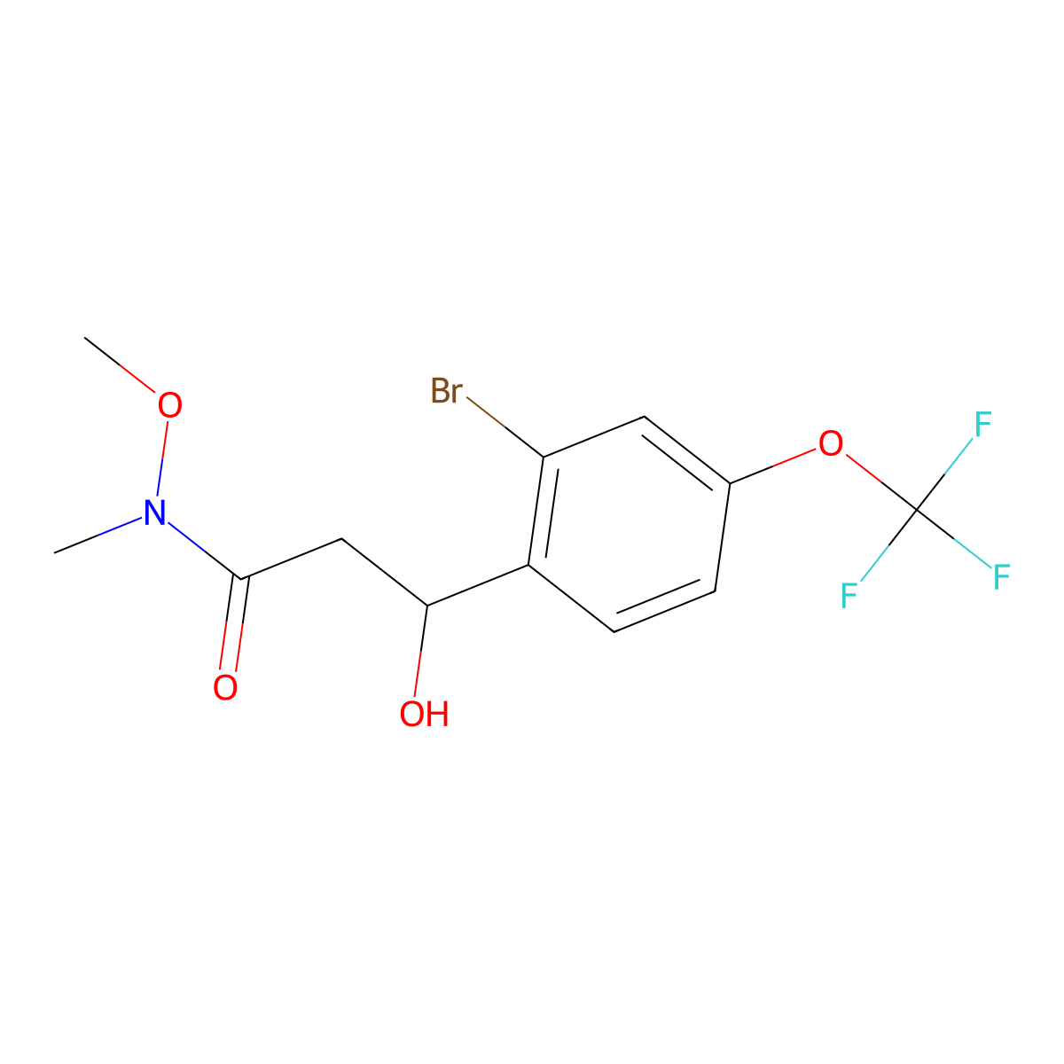 3-(2-Bromo-4-(trifluoromethoxy)phenyl)-3-hydroxy-N-methoxy-N-methylpropanamide molecular structure, CAS 2807443-53-2