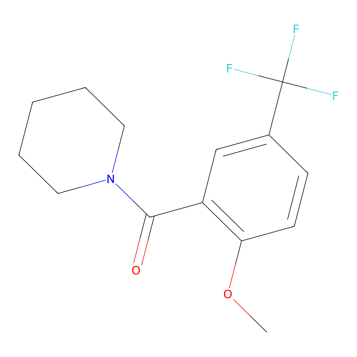 (2-Methoxy-5-(trifluoromethyl)phenyl)(piperidin-1-yl)methanone molecular structure, CAS 2807443-56-5